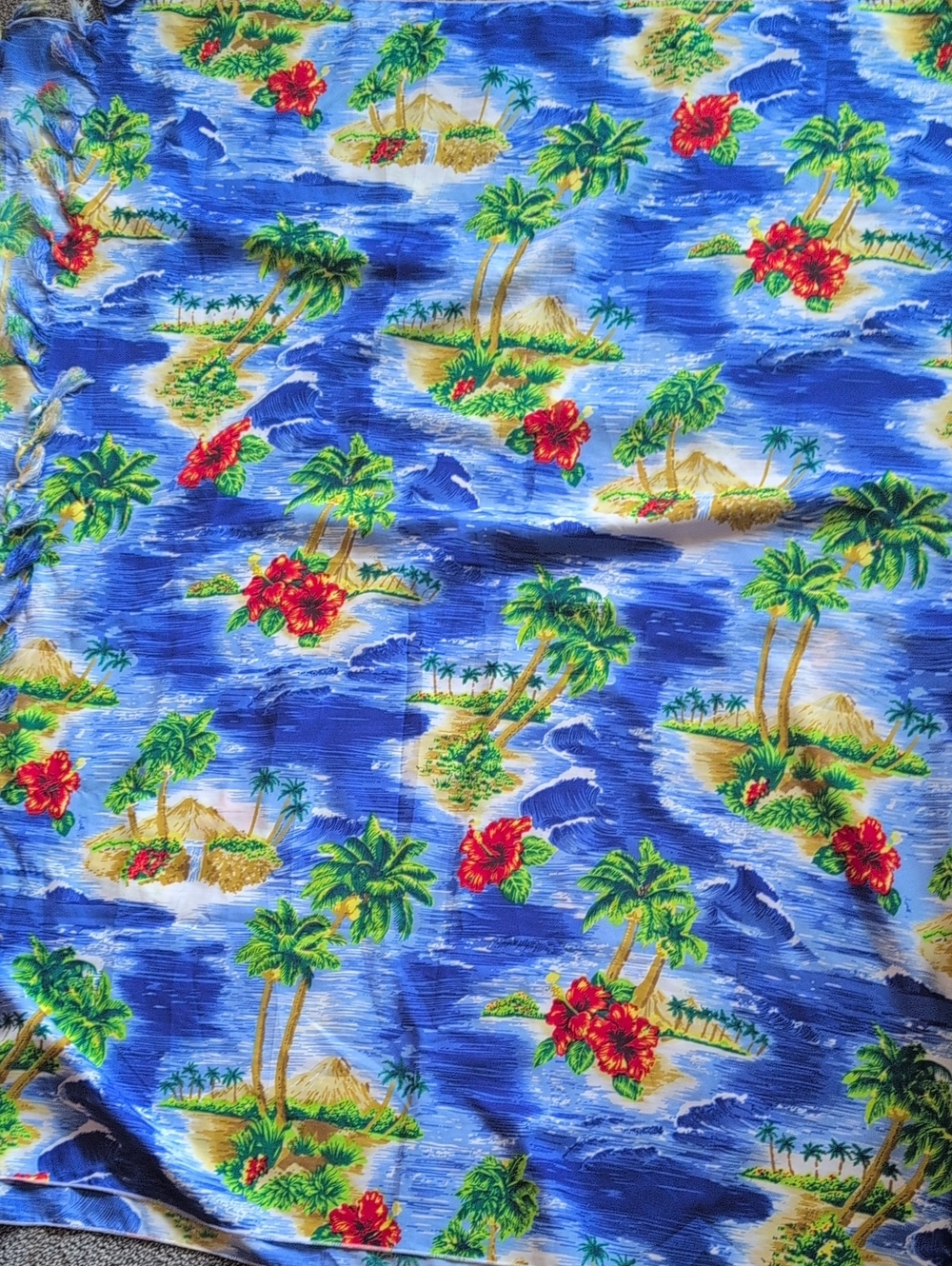 Rima Tropical Island Print Hawaiian Beach Cover Up - Blue, Green, Red